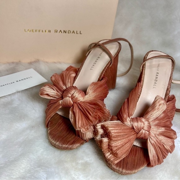 Loeffler Randall light pink sling back shoes camellia sandals chunky heels - Picture 12 of 13